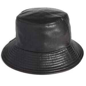 Open Edit Faux Leather Bucket Hat – Black – OSFM – NWT